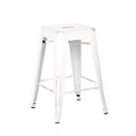 Backless Distressed Metal Barstool, White 24 -In-2