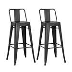 Metal Barstool With Back, Matte Black, 30 -Inch,-2