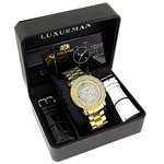Mens Oversized Diamond Watch 0.25Ct Yellow Gold-4