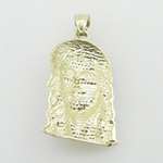 10K Yellow Gold Jesus Head Small Pendant Length-4