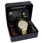 Yellow Gold Tone Watches: Mens Diamond Watch 0.2-4