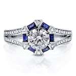 1 3/5 CTW IGI Certified Diamond Sapphire Engagem-2