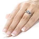 IGI Certified Diamond Sapphire Engagement Ring 1-2