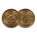 1945 Mexico 2 Pesos Gold Coin-Brilliant Uncircul-2