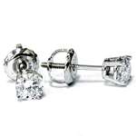 1/4Ct Round Diamond Studs With Screw Backs 14K W-4