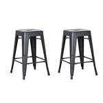 Backless Metal Barstool, Matte Black, 24 -Inch,-2