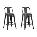 Metal Barstool With Back, Matte Black, 24 -Inch,-2