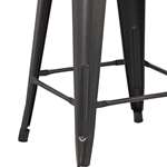 Distressed Metal Barstool With Back, Black, 30 -4