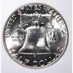 1963 D Franklin 90 Silver Half Dollar Brilliant-2