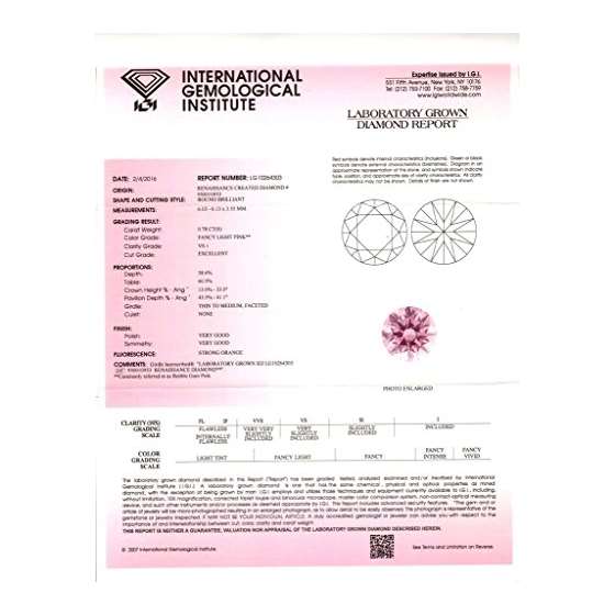 0.78 Ct. | Round | Bubble Gum Pink Color | VS1 C-2