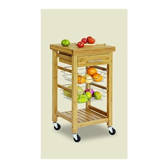 Bamboo Kitchen Cart With Storage-2