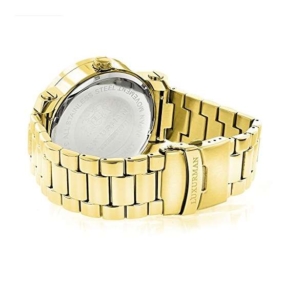 Yellow Gold Plated Diamond Watch For Men By Phan-2