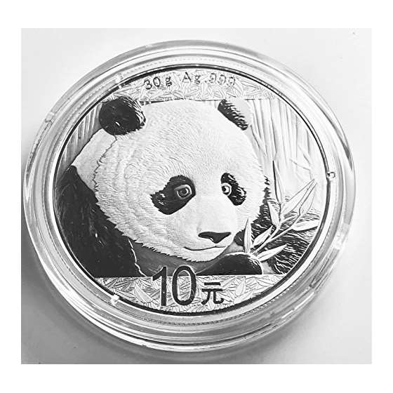 2018 CN Chinese Panda 30 Gram Silver Coin Yuan U-2