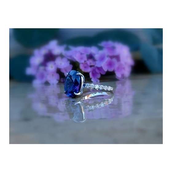 14Kt White Gold Sapphire And Diamond Engagement-4