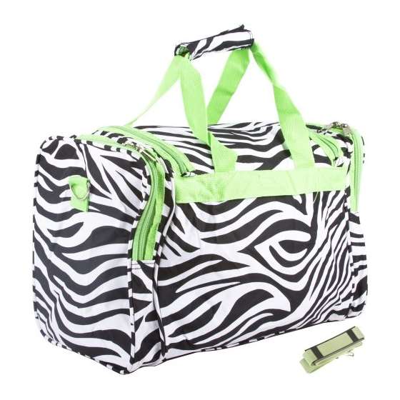 Zebra Print Duffle Bag, Black And White With Gre-2
