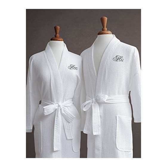 Egyptian Cotton His By Hers Waffle Weave Robe-Pe-2