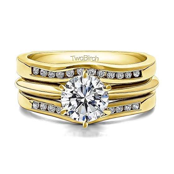 18K Gold Man Made Diamond Classic Curved Style R-4