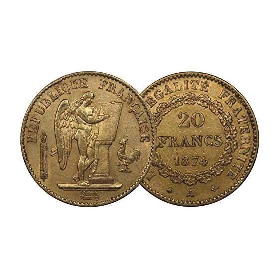 19Th Century France 20 Francs Angel Gold Coin-2
