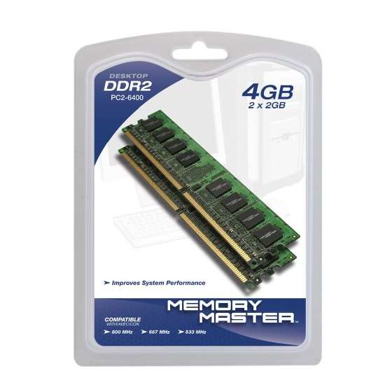 4 GB 2 X 2GB DDR2 800 Mhz PC2-6400 Desktop DIMM-2