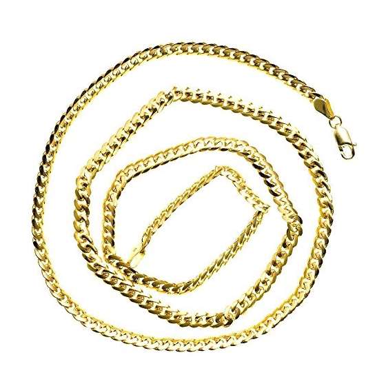 14K YELLOW Gold SOLID ITALY CUBAN Chain - 24 Inc-2