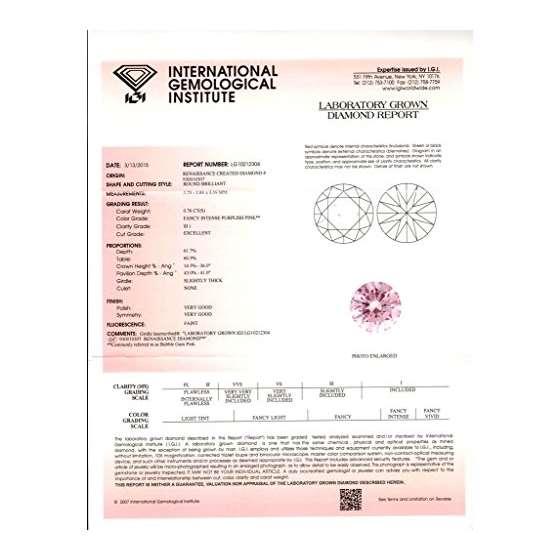 0.76 Ct. | Round | Bubble Gum Pink Color | SI1 C-2