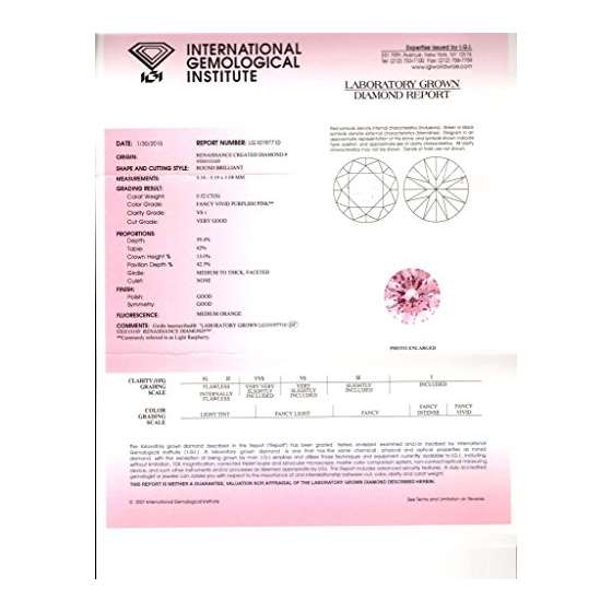 0.52 Ct. | Round | Light Raspberry Color | VS1 C-2