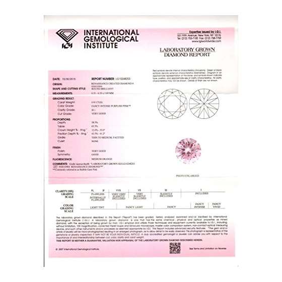 0.91 Ct. | Round | Bubble Gum Pink Color | SI1 C-2