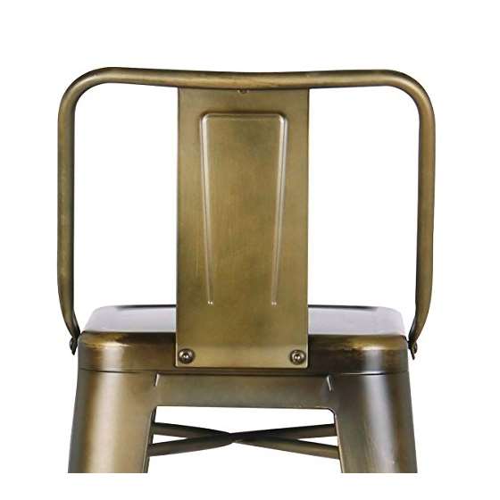 Metal Barstool With Back, Vintage Brass, 30 -Inc-2