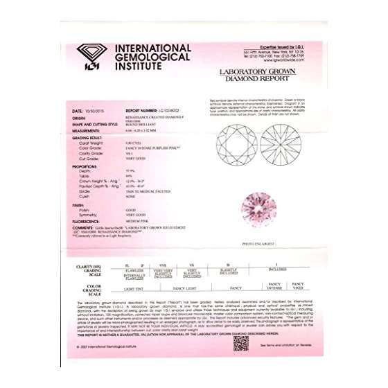 0.80 Ct. | Round | Light Raspberry Color | VS2 C-2