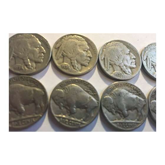 10 Varies Buffalo Nickels Dates 1930-1938 Fine F-2