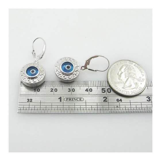 Ladies 925 Sterling Silver Evil Eye Dangle Earri-4