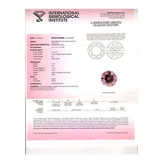 0.46 Ct. | Round | Light Raspberry Color | SI2 C-2