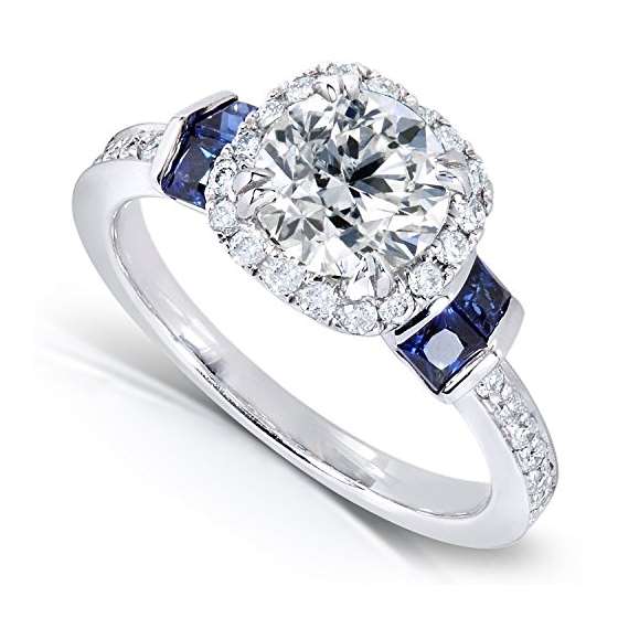 1 1/2 CTW IGI USA Diamond And Sapphire Engagemen-2