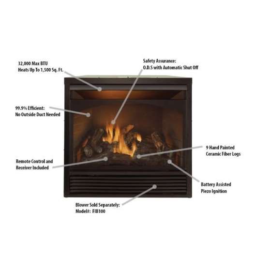 32 Zero Clearance Fireplace Insert With Remote -4