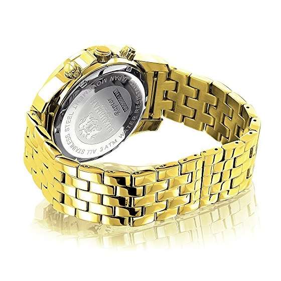 Mens Diamond Watch 0.25Ct Yellow Gold Tone-2