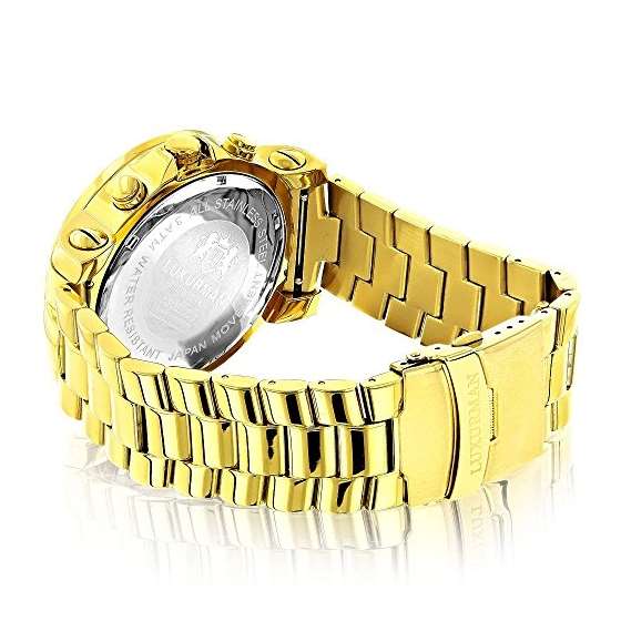 Mens Oversized Diamond Watch 0.25Ct Yellow Gold-2