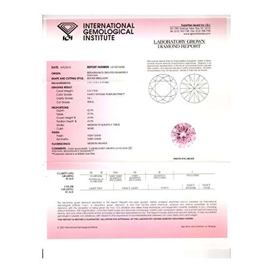 0.61 Ct. | Round | Bubble Gum Pink Color | VS1 C-2