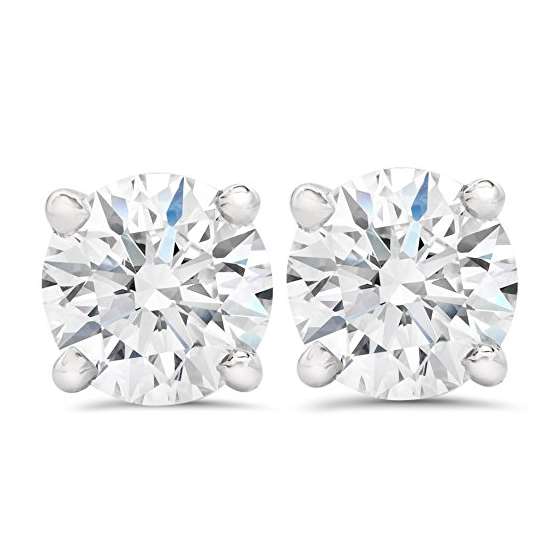 1/4Ct Round Diamond Studs With Screw Backs 14K W-2