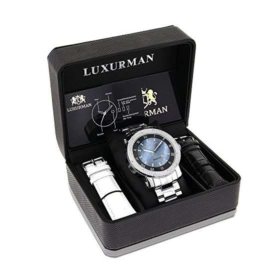 Mens Diamond Watch 0.12Ct Blue MOP-4