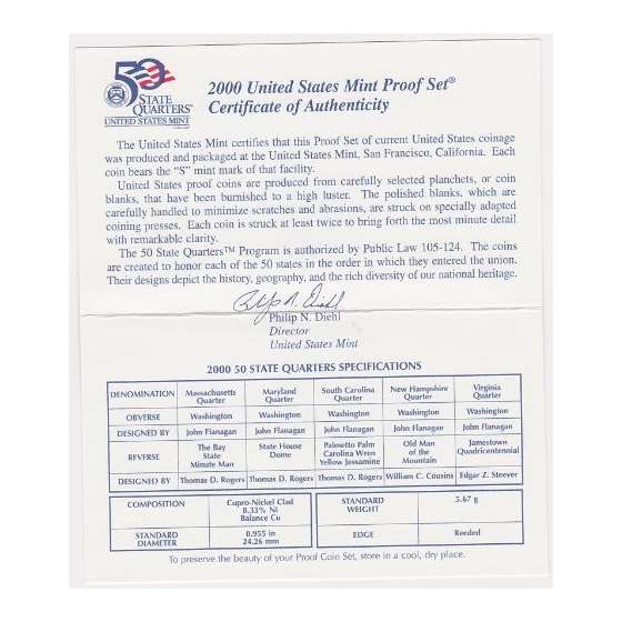 2000 S US Mint Proof Set Original Government Pac-4