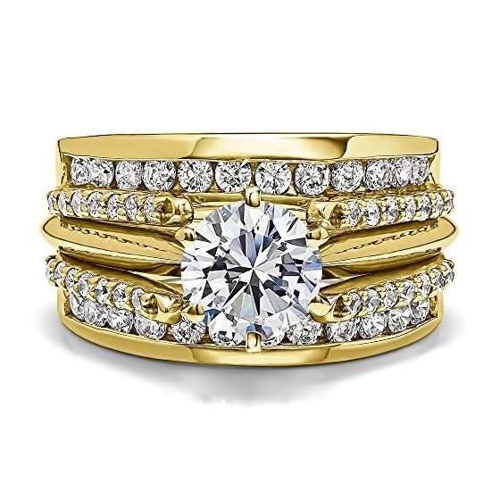 18K Gold Man Made Diamond Combination Cathedral-4