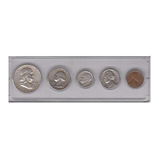 1958 Birth Year Coin Set 5 Coins-Half Dollar, Qu-2