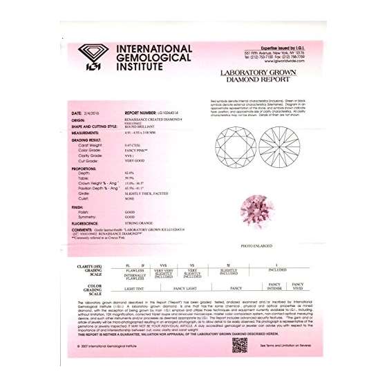 0.47 Ct. | Round | Crocus Pink Color | VVS1 Clar-2