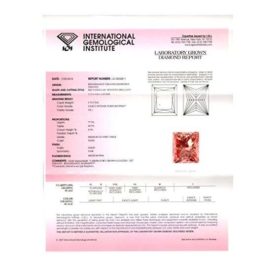 0.74 Ct. | Princess | Light Raspberry Color | VS-2