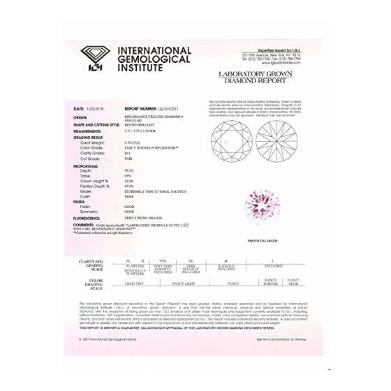 0.70 Ct. | Round | Bubble Gum Pink Color | SI2 C-2