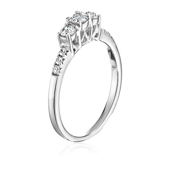 14K White Gold Lab Grown Diamond Three-Stone Eng-2