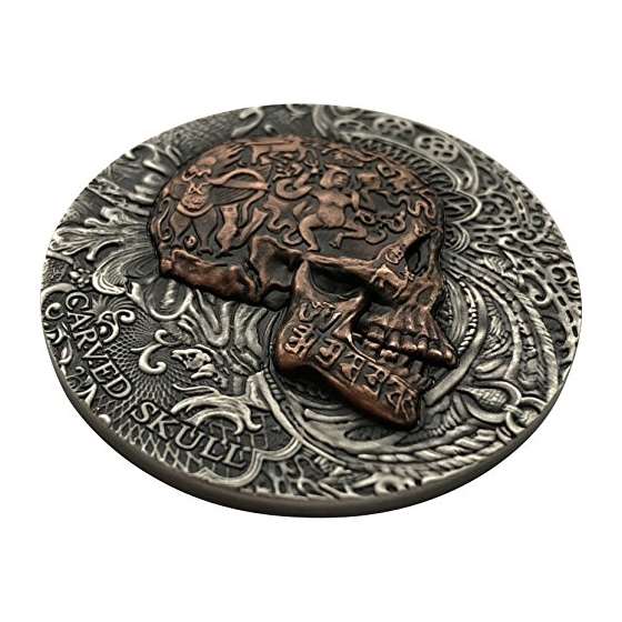 2017 CM CARVED SKULL High Relief Silver Coin Cop-2