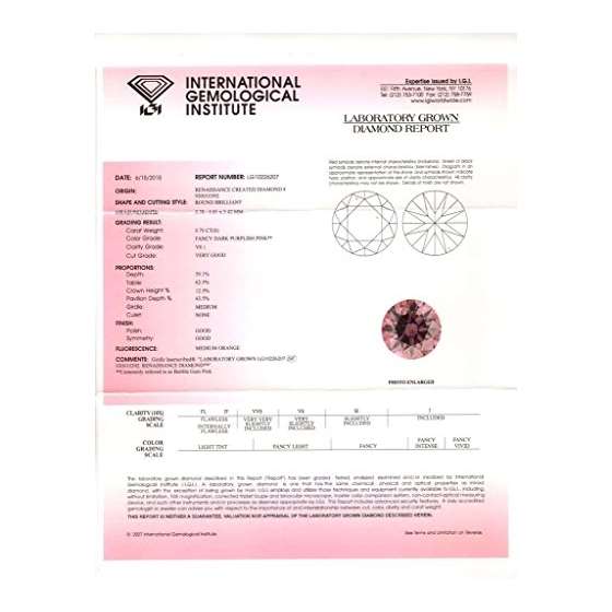 0.70 Ct. | Round | Bubble Gum Pink Color | VS1 C-2