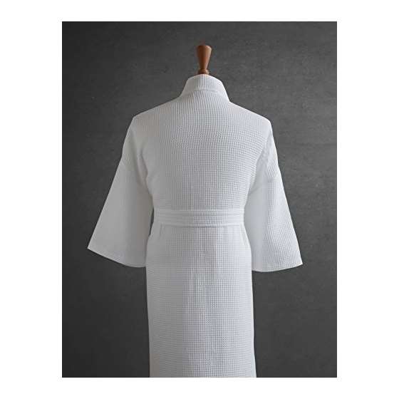 Waffle Weave Spa Robe Made In Turkey-White-4