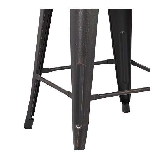 Distressed Metal Barstool With Back, Black, 30 -4